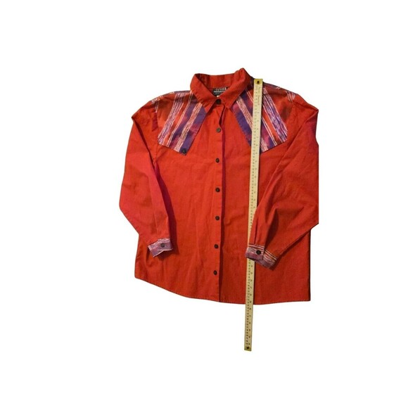Vintage 80's Ozark Mountain Red Button Up Shirt Size L Southwestern Rodeo - Picture 4 of 5